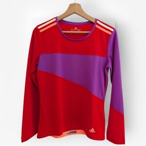 Adidas Climalite Long Sleeve Running Shirt Red Purple Tee Small